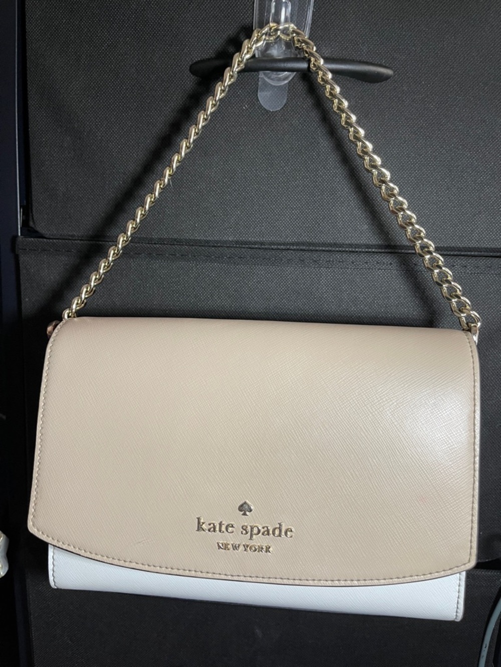 kate spade Cream, White and Black Chain Shoulder Bag